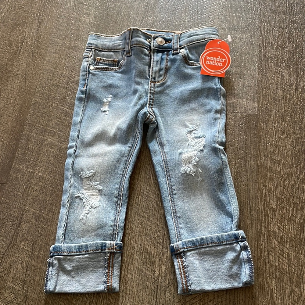 Wonder Nation Jeans Distressed with Reinforced Kned & Adjustable Waist - 18M